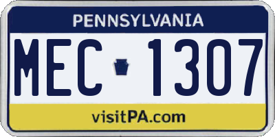PA license plate MEC1307