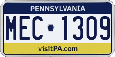 PA license plate MEC1309