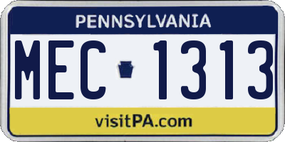 PA license plate MEC1313