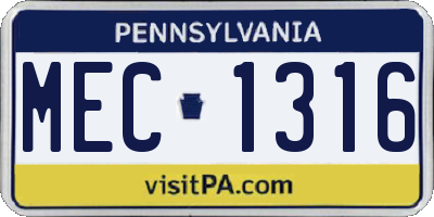 PA license plate MEC1316