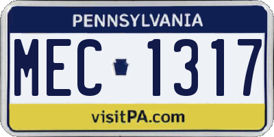 PA license plate MEC1317