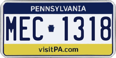 PA license plate MEC1318