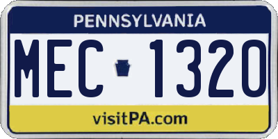 PA license plate MEC1320