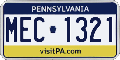 PA license plate MEC1321
