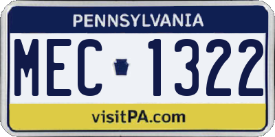 PA license plate MEC1322