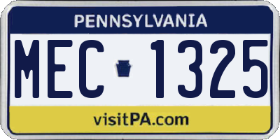 PA license plate MEC1325
