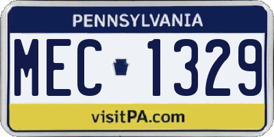 PA license plate MEC1329