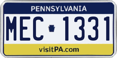 PA license plate MEC1331