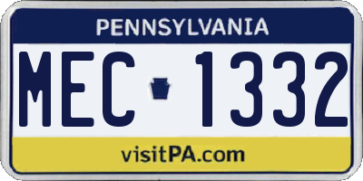 PA license plate MEC1332