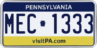 PA license plate MEC1333