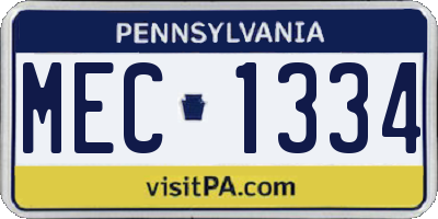 PA license plate MEC1334
