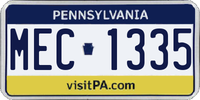 PA license plate MEC1335
