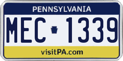 PA license plate MEC1339