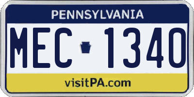 PA license plate MEC1340