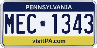 PA license plate MEC1343