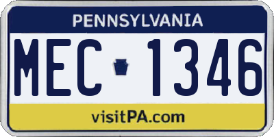 PA license plate MEC1346