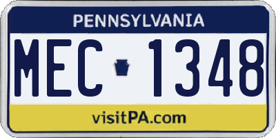 PA license plate MEC1348