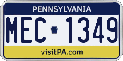 PA license plate MEC1349