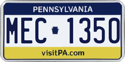 PA license plate MEC1350