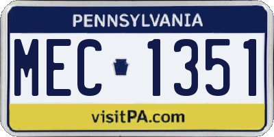 PA license plate MEC1351