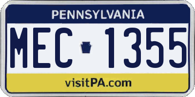 PA license plate MEC1355