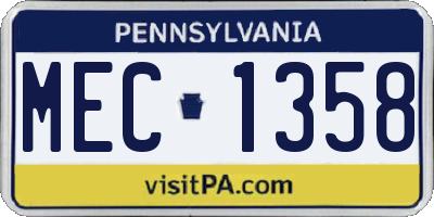 PA license plate MEC1358