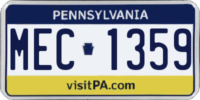 PA license plate MEC1359