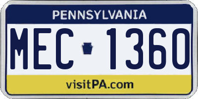 PA license plate MEC1360