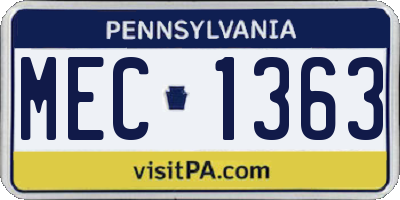 PA license plate MEC1363