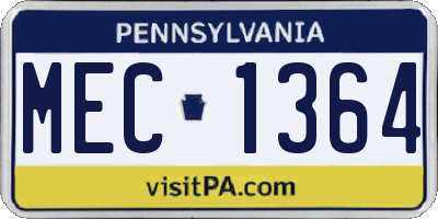 PA license plate MEC1364