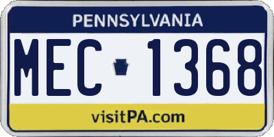 PA license plate MEC1368