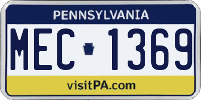 PA license plate MEC1369