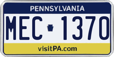 PA license plate MEC1370