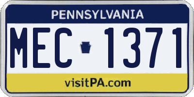 PA license plate MEC1371