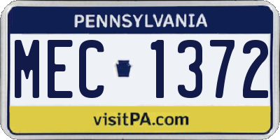 PA license plate MEC1372