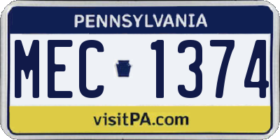 PA license plate MEC1374