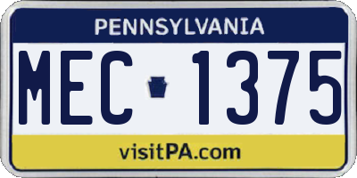 PA license plate MEC1375