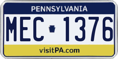 PA license plate MEC1376