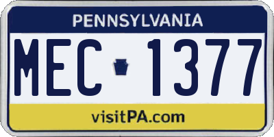 PA license plate MEC1377