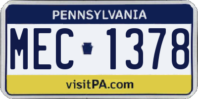 PA license plate MEC1378