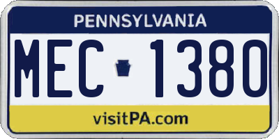 PA license plate MEC1380
