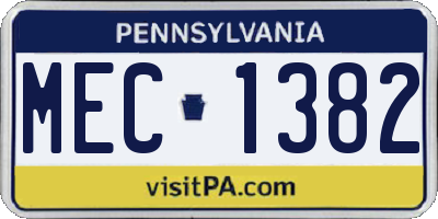 PA license plate MEC1382