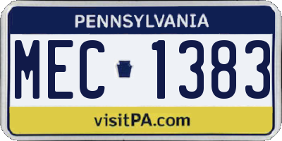 PA license plate MEC1383