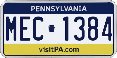 PA license plate MEC1384