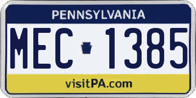 PA license plate MEC1385