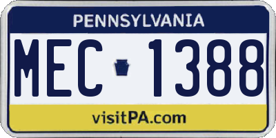 PA license plate MEC1388
