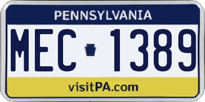 PA license plate MEC1389
