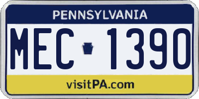 PA license plate MEC1390