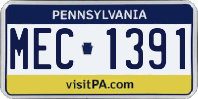 PA license plate MEC1391