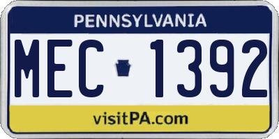 PA license plate MEC1392